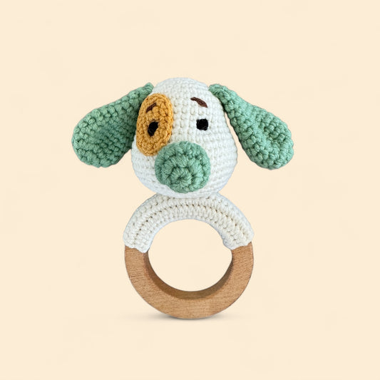 Organic Teething Ring Rattle| Puppy