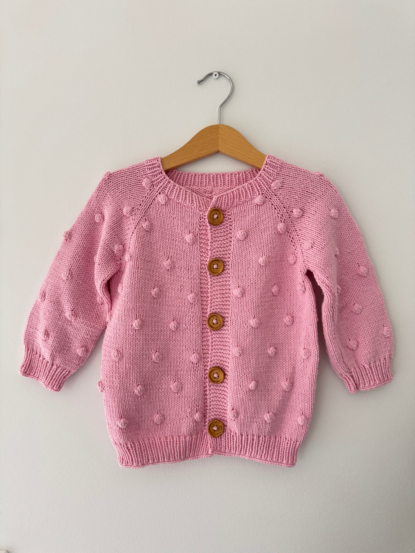Knit PomPom Cardigan | Pink