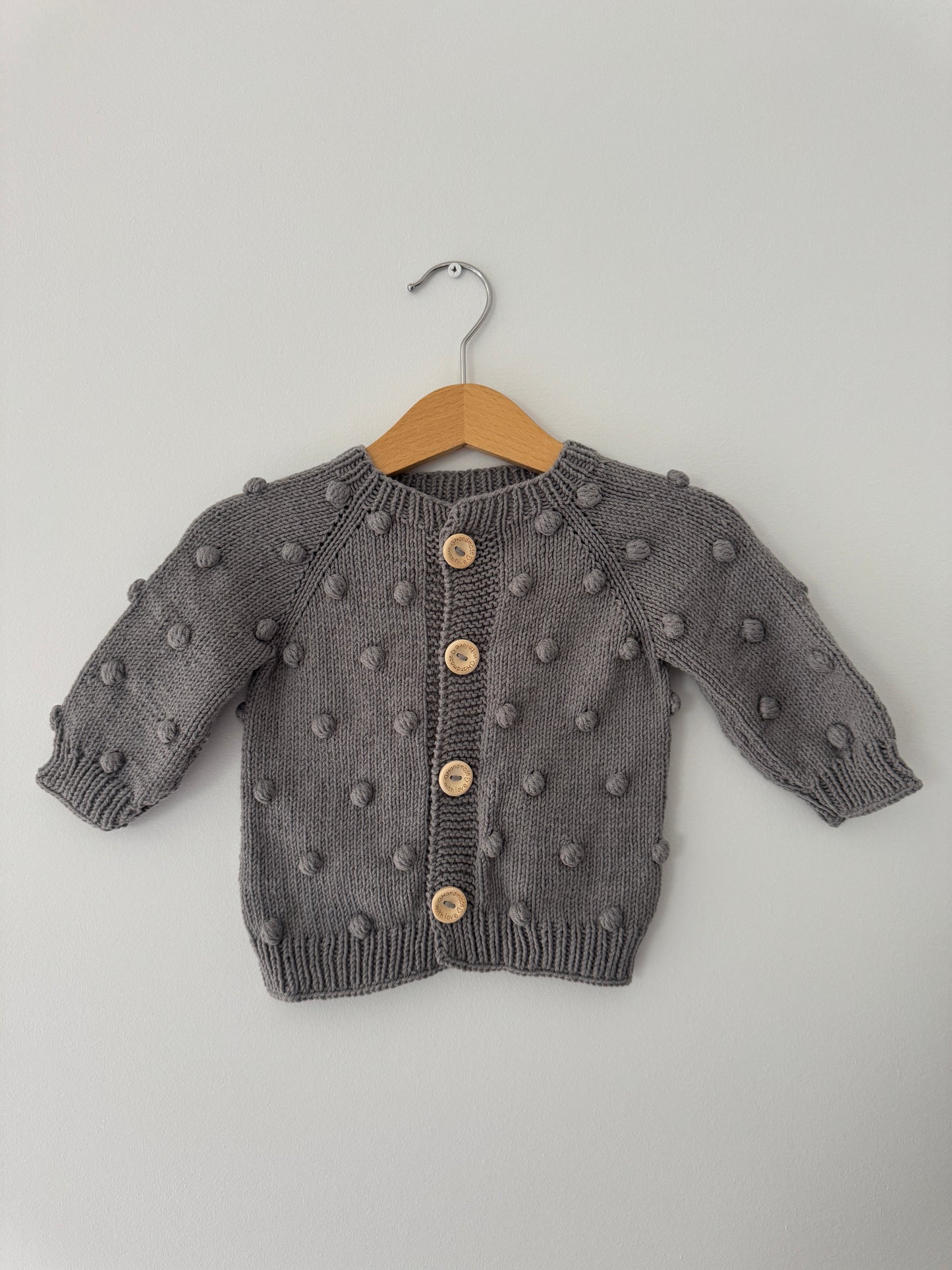 Knit PomPom Cardigan | Gray