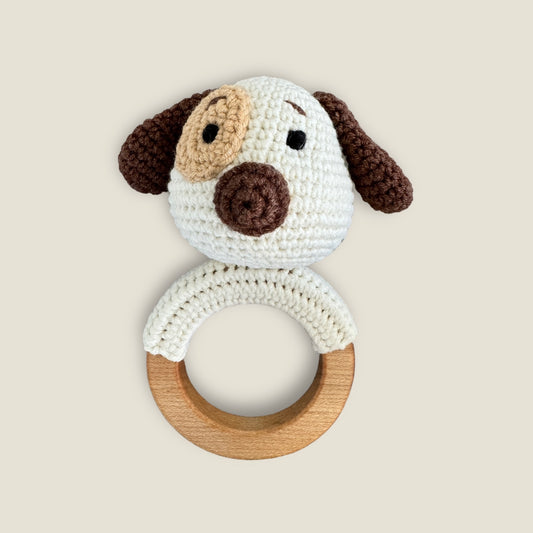 Organic Teething Ring Rattle| Puppy