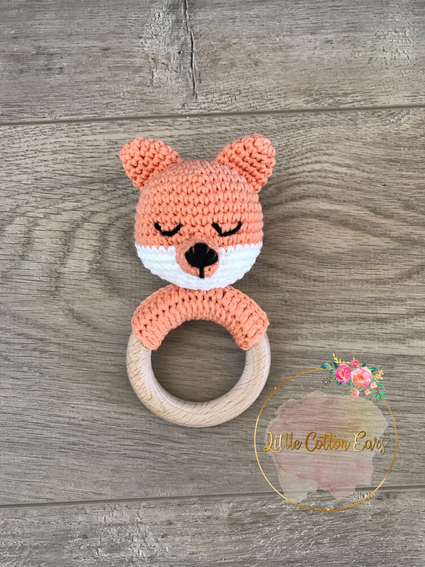 Organic Teething Ring Rattle| Fox