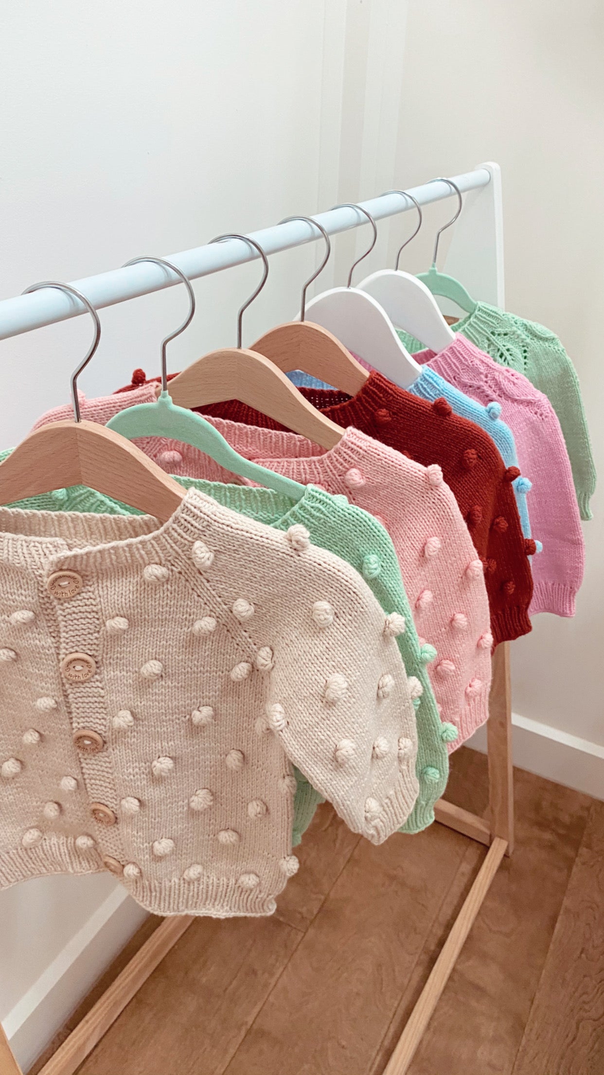 Knitted PomPom Cardigan | Baby Blue