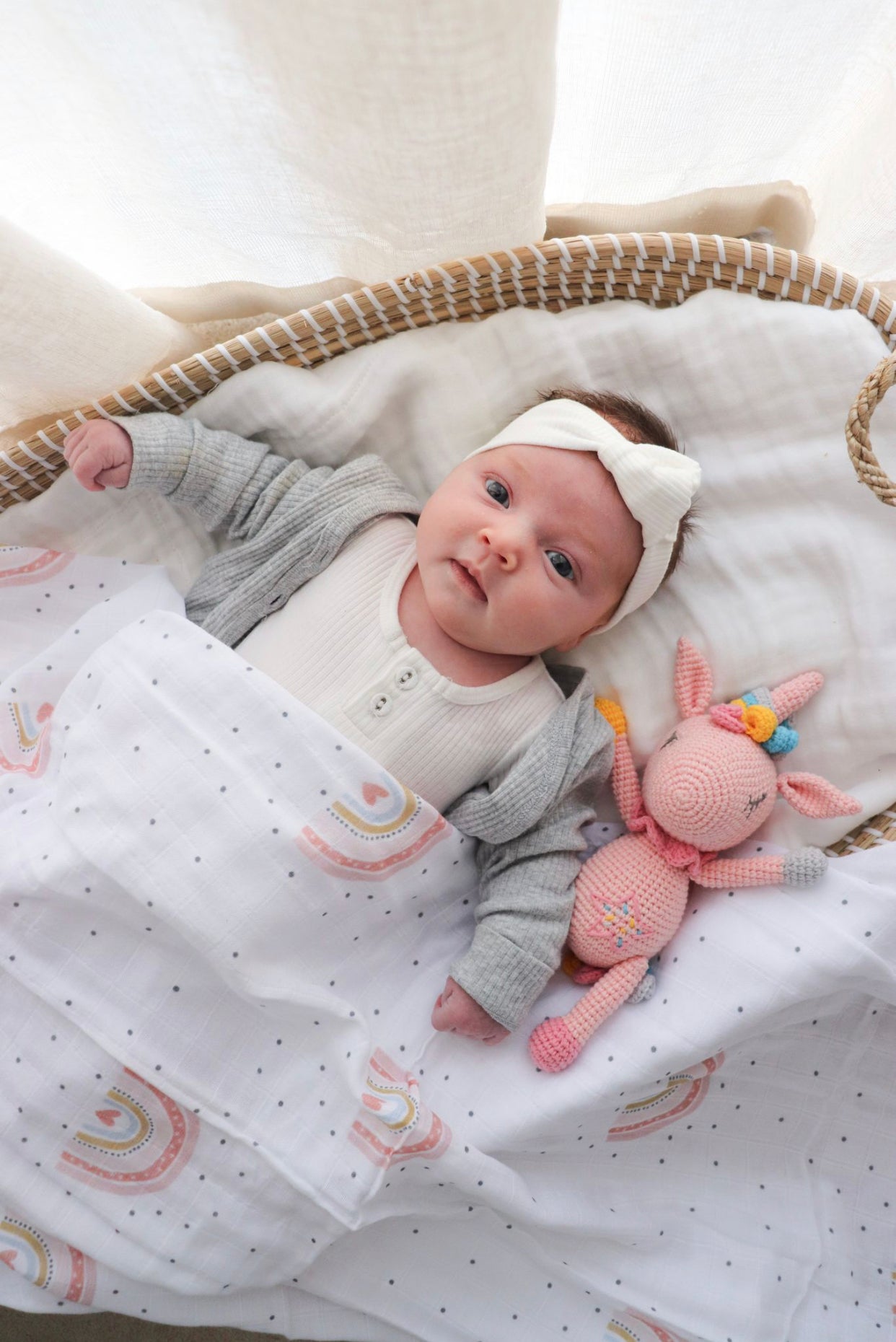 Organic Cotton Muslin Wrap | Rainbow