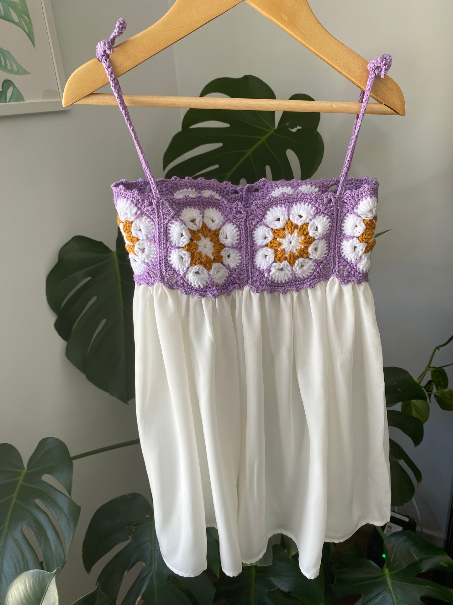Summer Dress| White Purple Flower