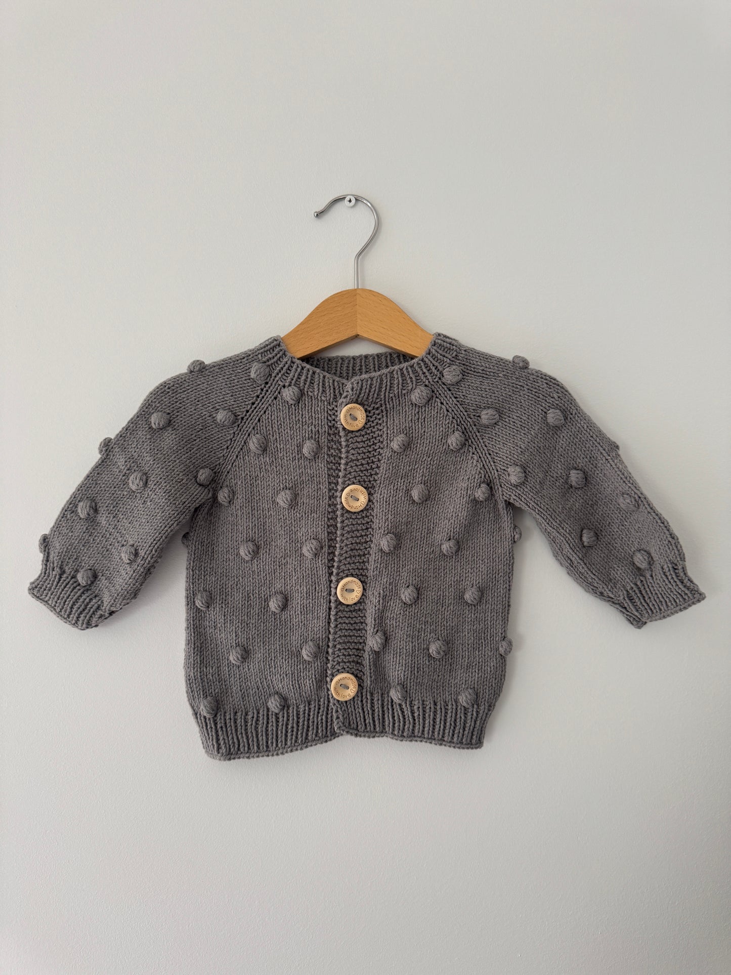 Knit PomPom Cardigan | Gray