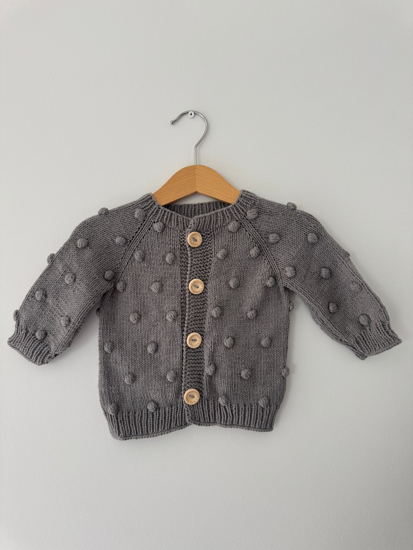 Knit PomPom Cardigan | Gray