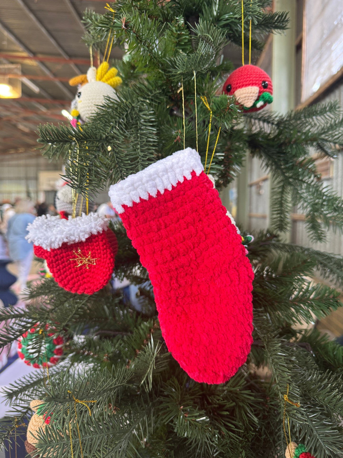Handmade Fluffy Crochet Christmas Stocking
