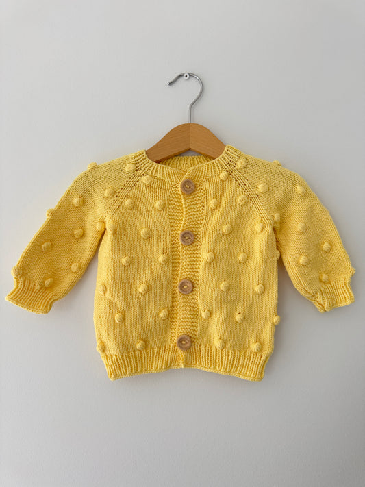 Knit PomPom Cardigan | Yellow