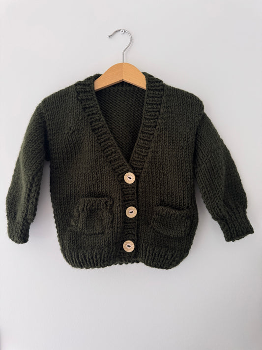 Knitted Boy Cardigan | Dark Green