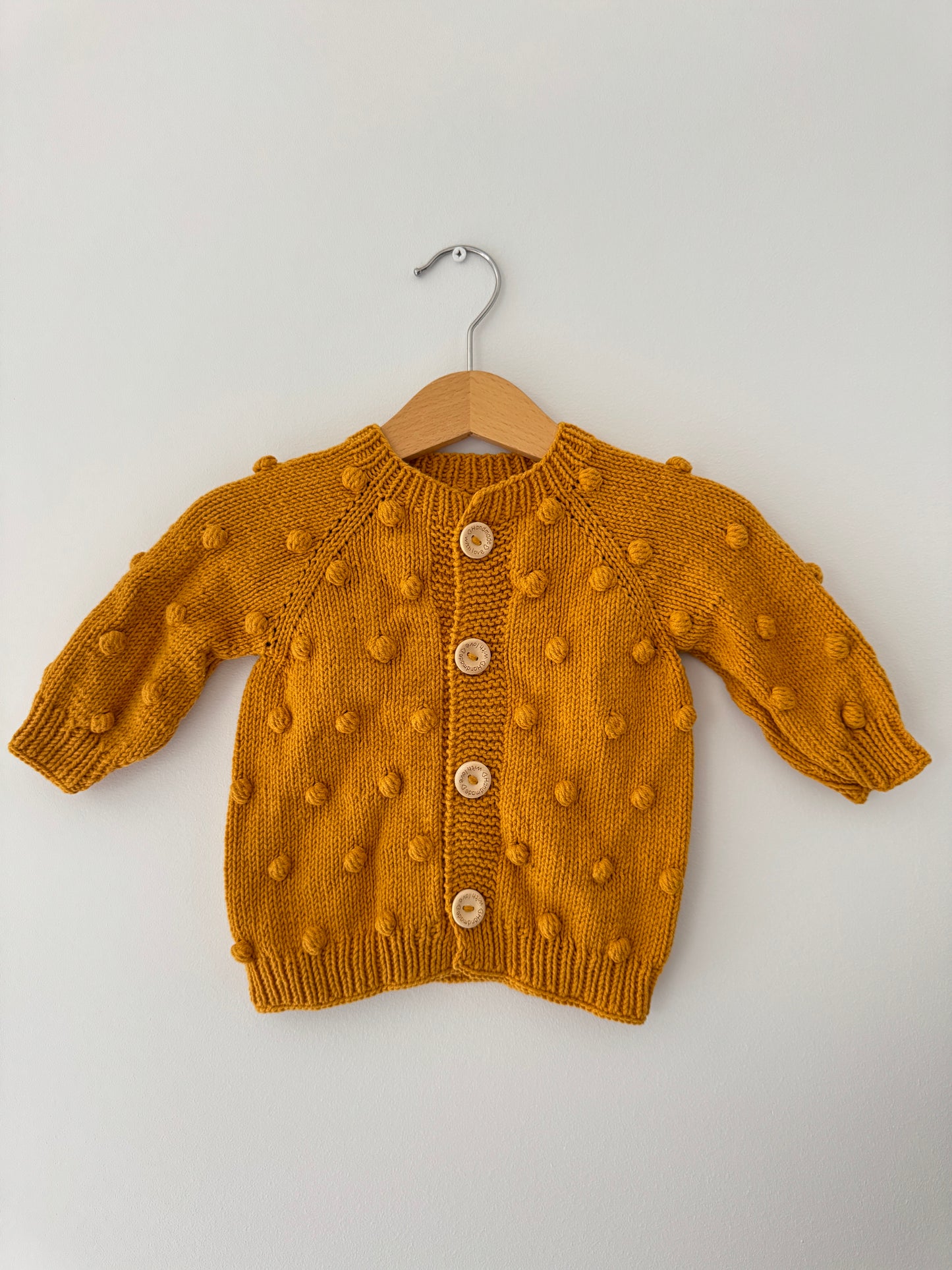 Knit PomPom Cardigan | Mustard