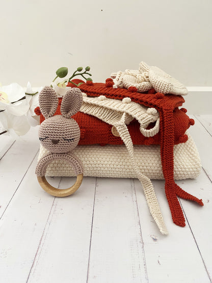 Organic Teething Ring Rattle | Bunny